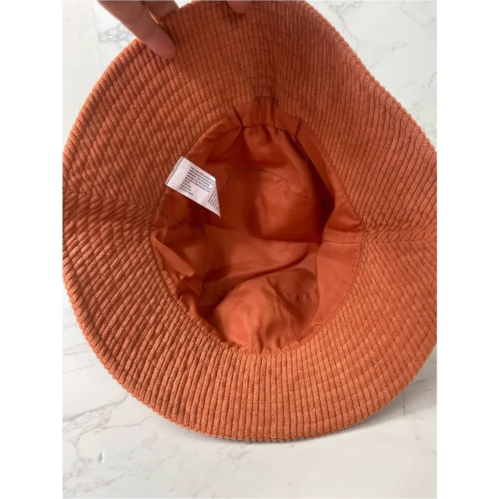 Kids Teens Rust Corduroy Bucket Hat with Heart Patch